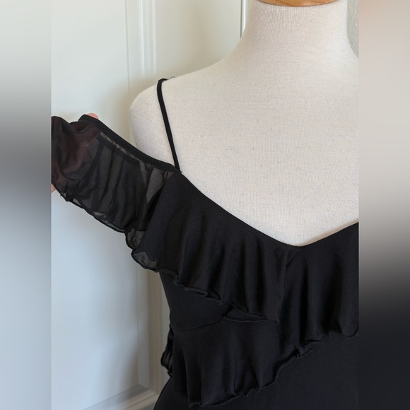 Women’s Asymmetrical Dress Ruffled Thin Strap Sz L Whimsigoth 90’s Y2K - Picture 3 of 9